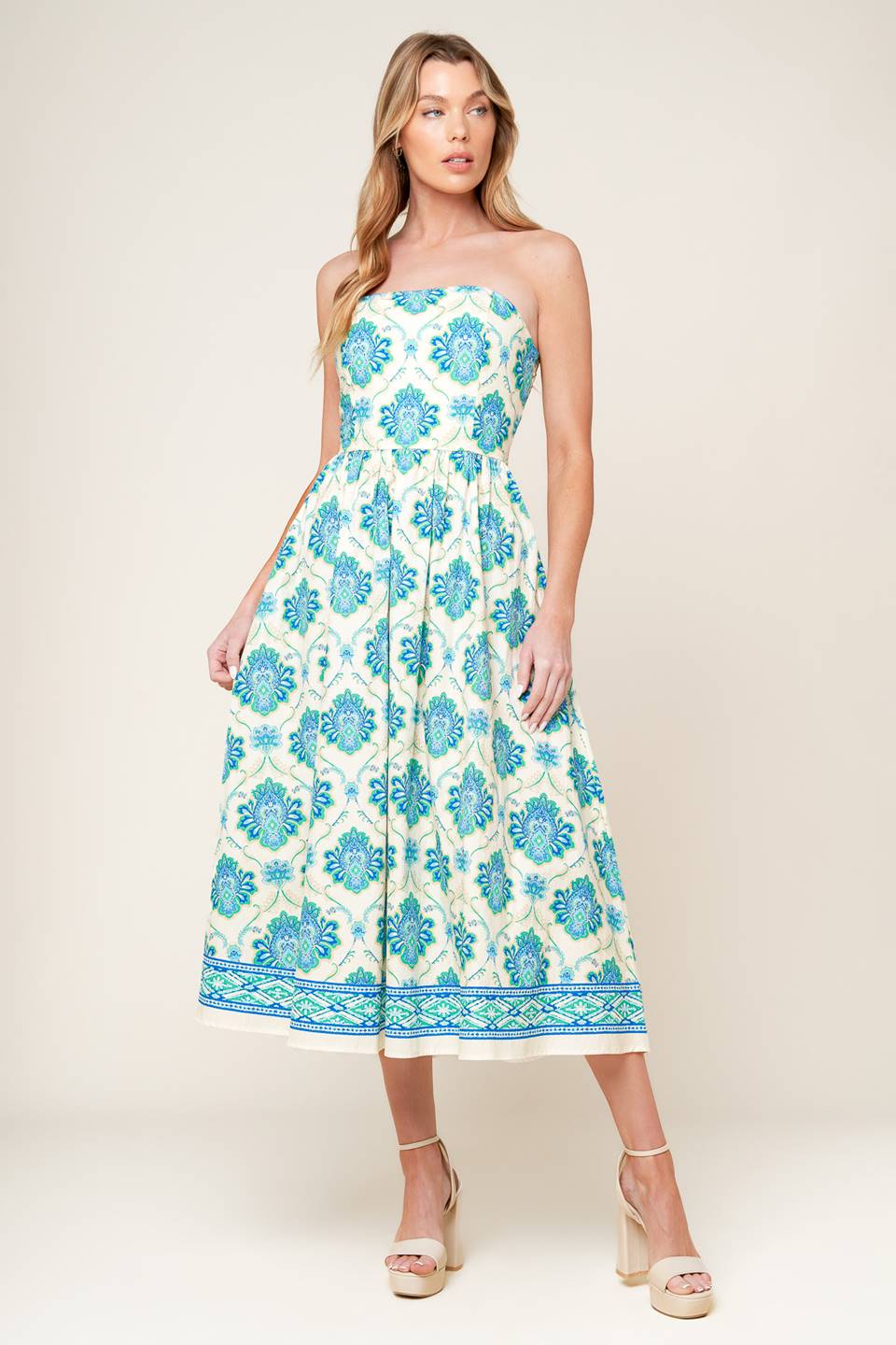 THRIVING POISE WOVEN MIDI DRESS Flying Tomato